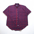 Polo by Ralph Lauren 90s Oversized Short Sleeve Button-Down Shirt, Size L, Red and Navy Check