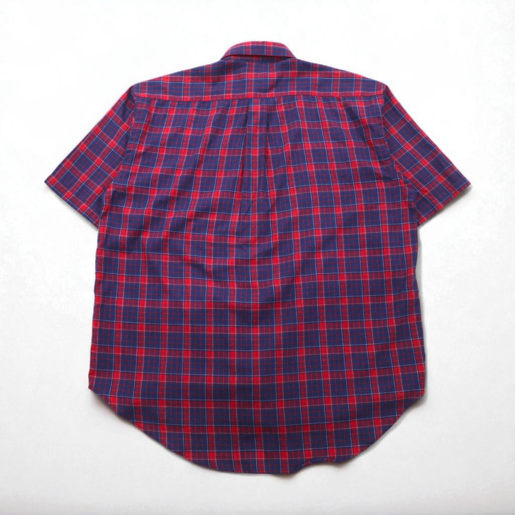 Polo by Ralph Lauren 90s Oversized Short Sleeve Button-Down Shirt, Size L, Red and Navy Check