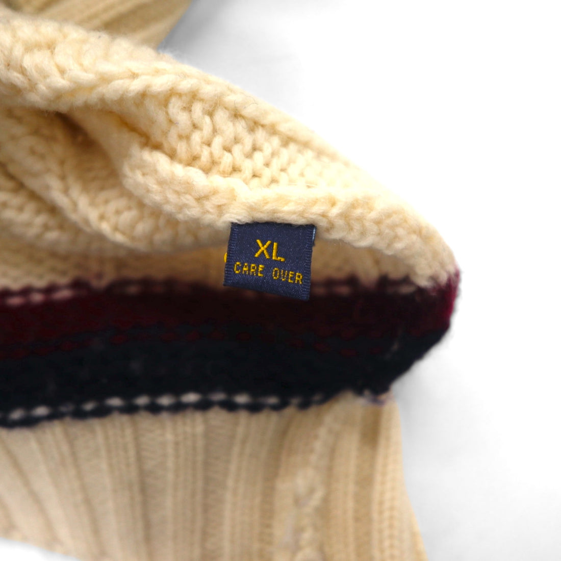 Brooks Brothers 90s Childen Knit V-Neck Sweater, Size XL, Off-White Merino Wool Cable Knit