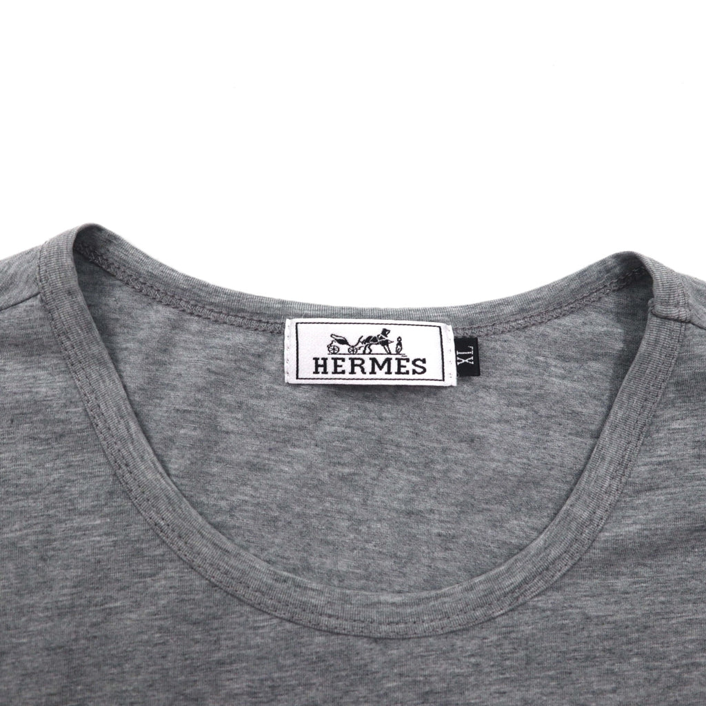 HERMES イタリア製 フォトグラフィック プリント Tシャツ XL グレー コットン ALINE