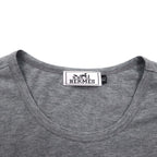 HERMES イタリア製 フォトグラフィック プリント Tシャツ XL グレー コットン ALINE