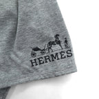 HERMES イタリア製 フォトグラフィック プリント Tシャツ XL グレー コットン ALINE