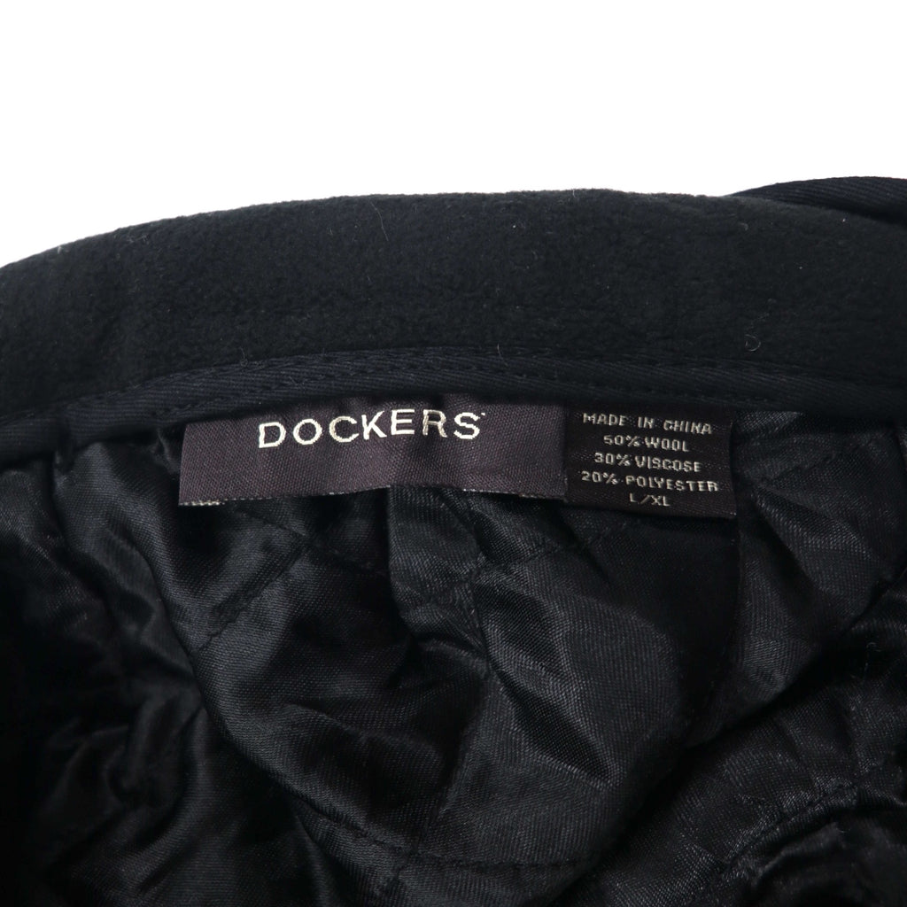 DOCKERS (Levi's) Earflap Huting Cap, L/XL, Black, Wool, with Ear Protection