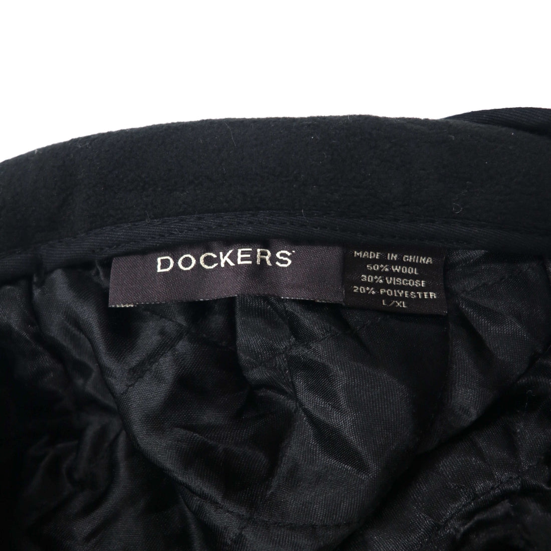 DOCKERS (Levi's) Earflap Huting Cap, L/XL, Black, Wool, with Ear Protection