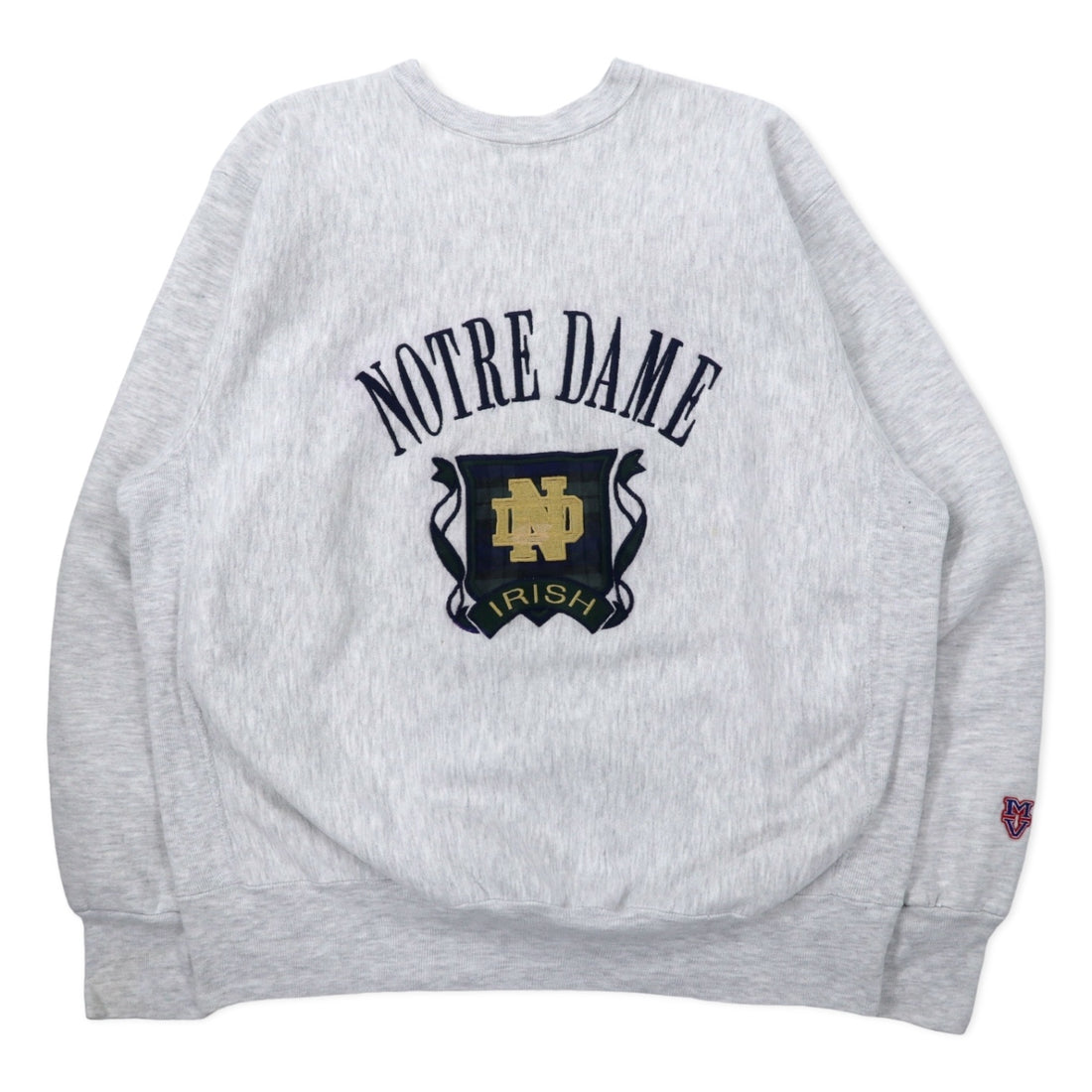日本然リトテ-古着オンライン-MV SPORT USA製 90年代 PRO WEAVE リバースウィーブ カレッジ刺繍 スウェット XL グレー コットン 裏起毛 NOTRE DAME アーチロゴ-MV SPORT USA Made 90's PRO WEAVE Reverse Weave College Embroidery Sweatshirt XL Gray Cotton brushed lining NOTRE DAME Arch Logo