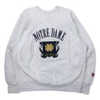 日本然リトテ-古着オンライン-MV SPORT USA製 90年代 PRO WEAVE リバースウィーブ カレッジ刺繍 スウェット XL グレー コットン 裏起毛 NOTRE DAME アーチロゴ-MV SPORT USA Made 90's PRO WEAVE Reverse Weave College Embroidery Sweatshirt XL Gray Cotton brushed lining NOTRE DAME Arch Logo