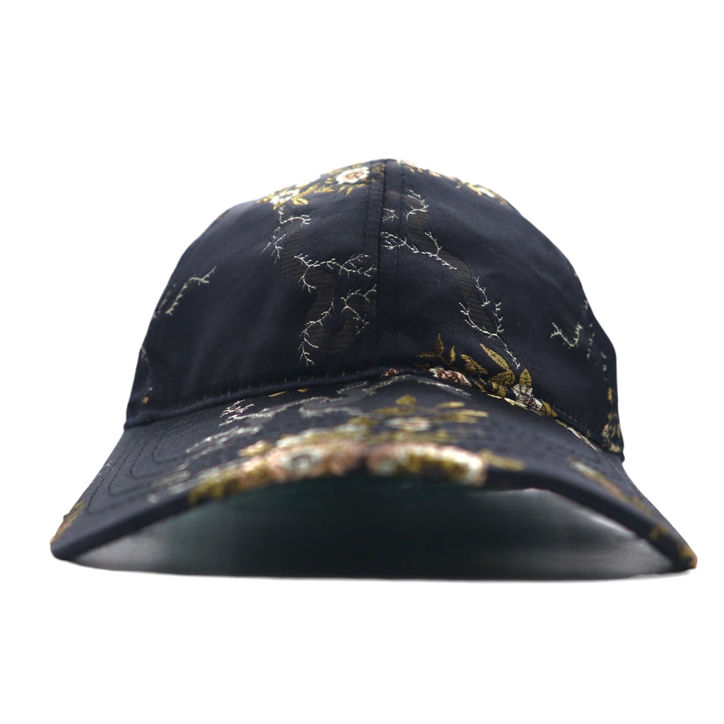 TIME AND TRU Souvenir Embroidered Satin Cap ONE Black Polyester Floral