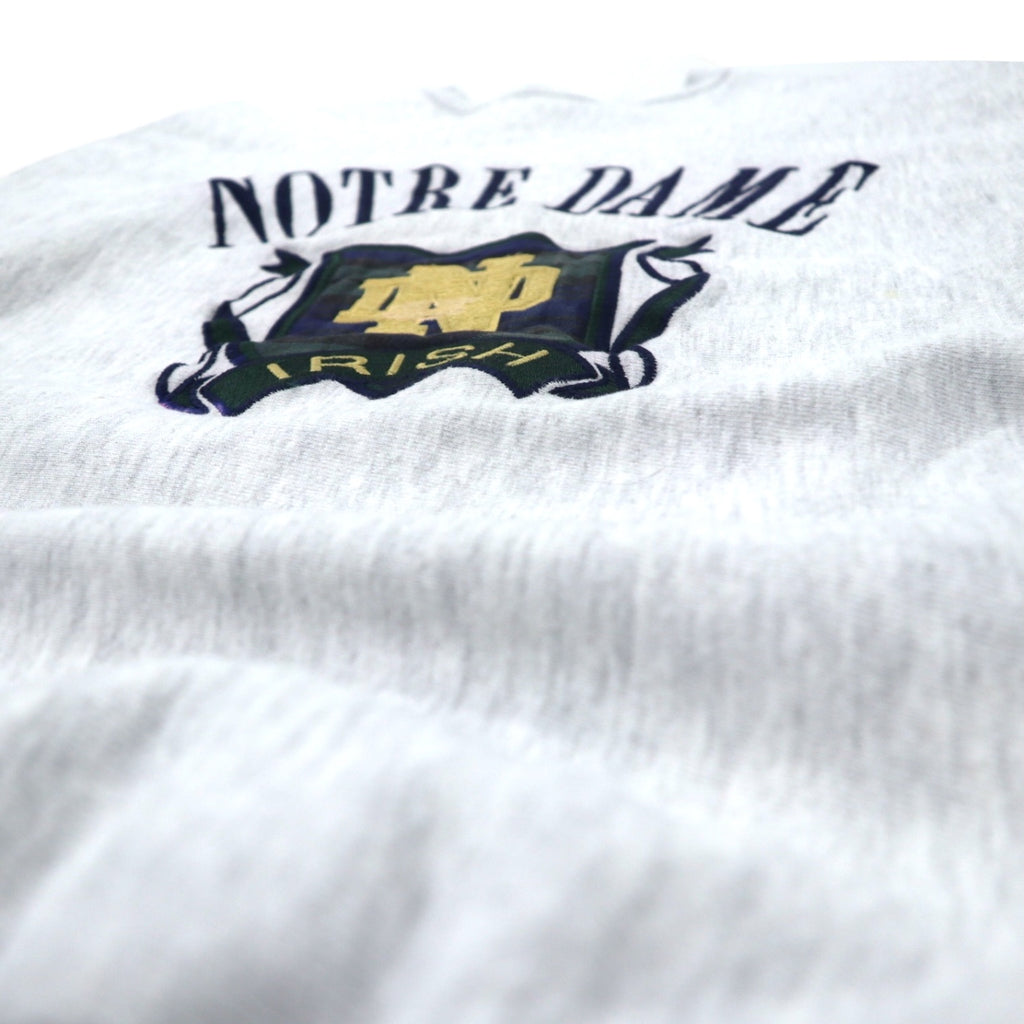 MV SPORT USA製 90年代 PRO WEAVE リバースウィーブ カレッジ刺繍 スウェット XL グレー コットン 裏起毛 NOTRE DAME アーチロゴ
