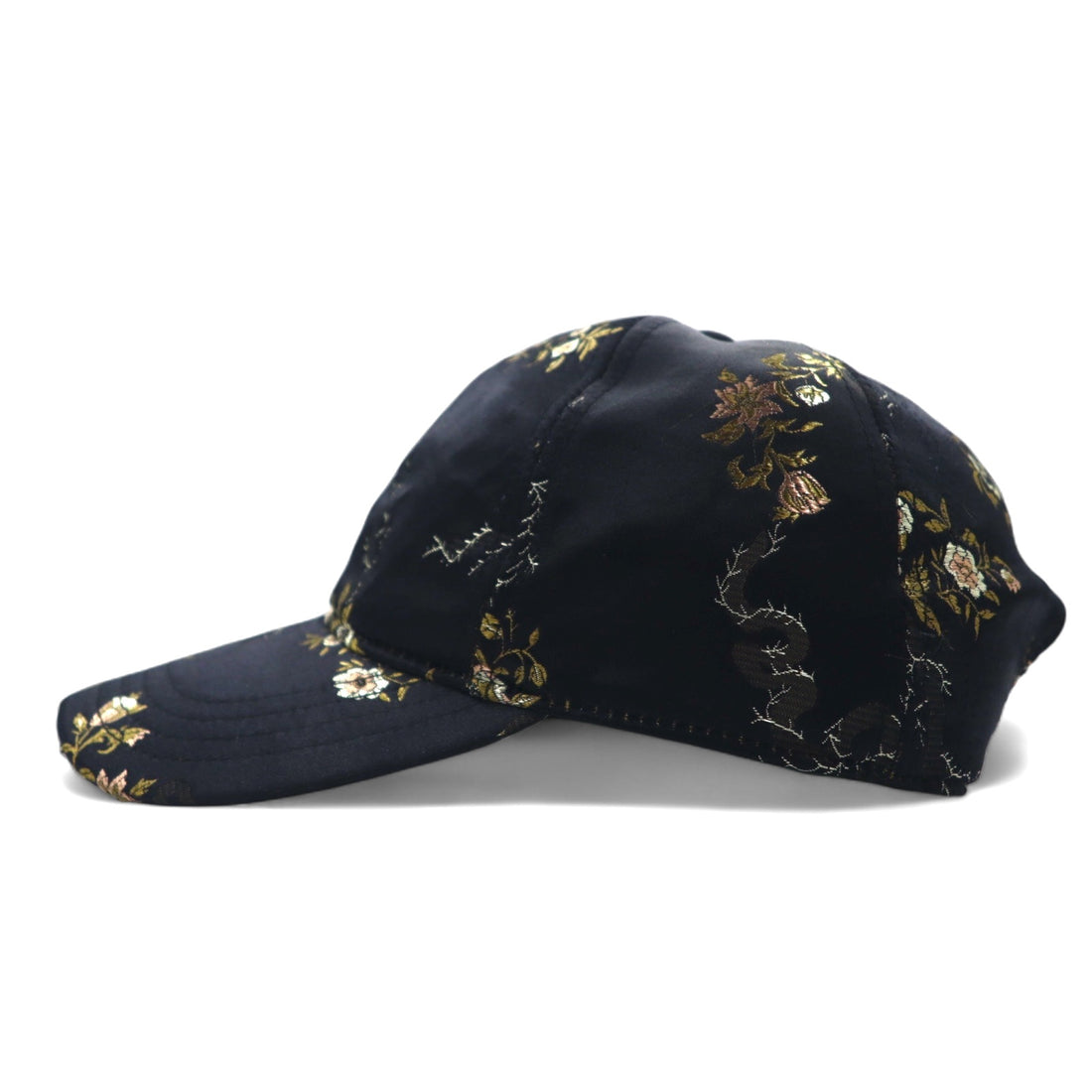 TIME AND TRU Souvenir Embroidered Satin Cap ONE Black Polyester Floral