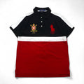 POLO RALPH LAUREN Big Pony Embroidered Polo Shirt, Size M, Black and Red, Pique Emblem Patch