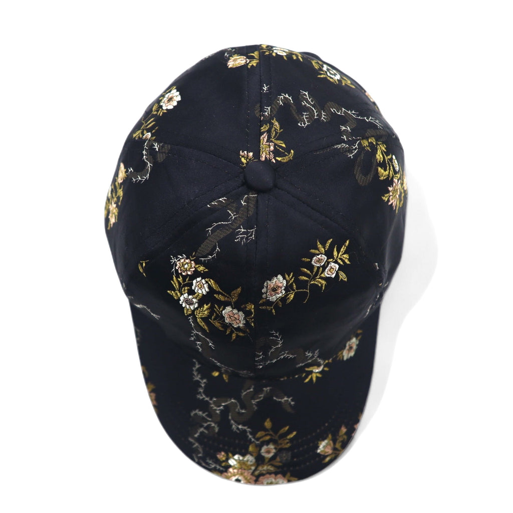 TIME AND TRU Souvenir Embroidered Satin Cap ONE Black Polyester Floral