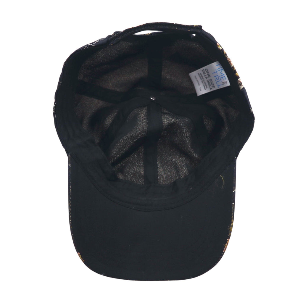 TIME AND TRU Souvenir Embroidered Satin Cap ONE Black Polyester Floral