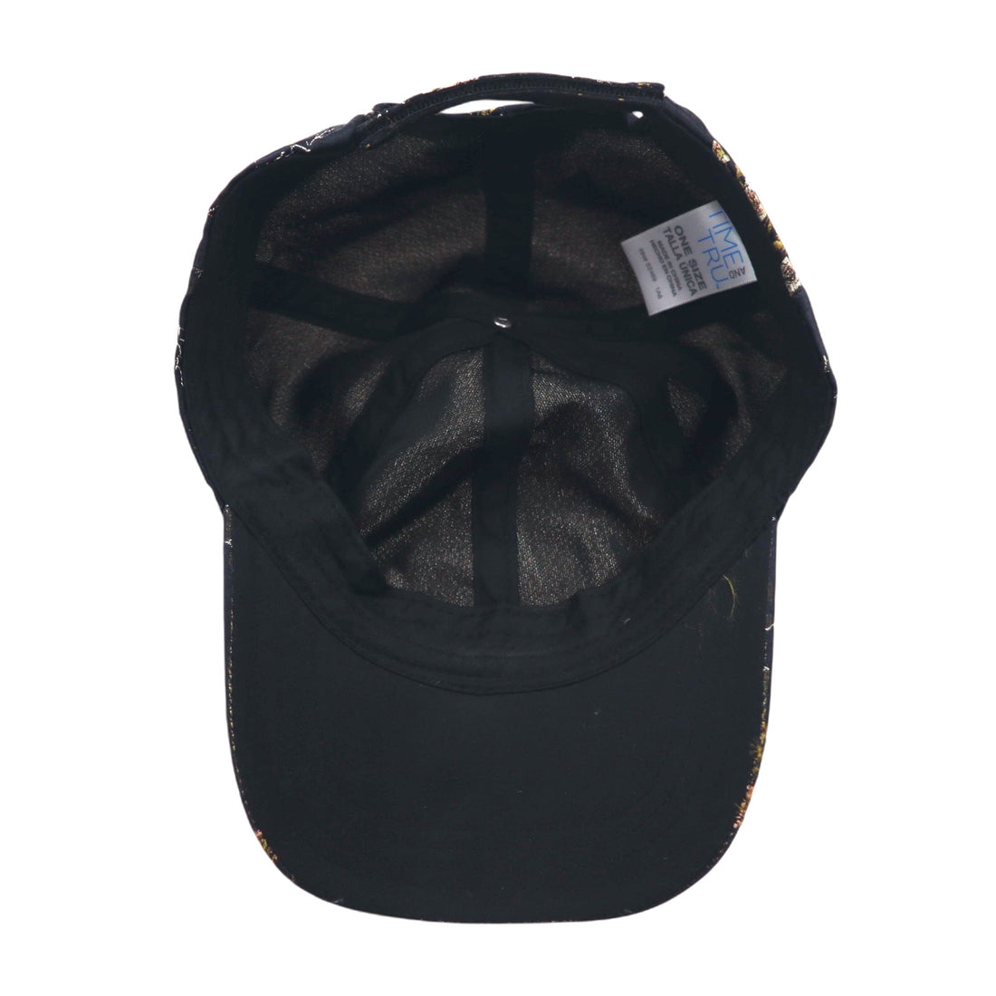 TIME AND TRU Souvenir Embroidered Satin Cap ONE Black Polyester Floral