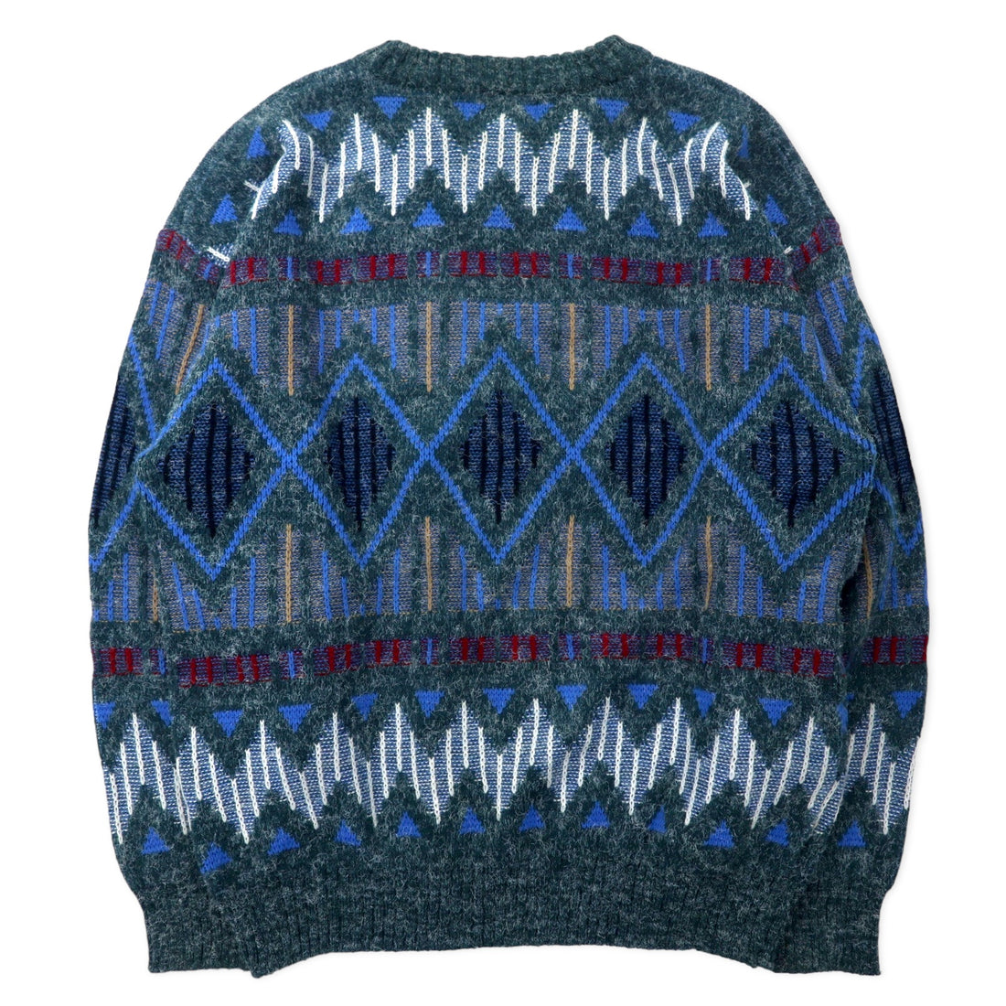 SANTANA 90's Allover Pattern Knit Sweater L Gray Acrylic