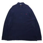 POLO RALPH LAUREN Half-Zip Sweatshirt 2XLT Navy Cotton Small Pony Embroidery
