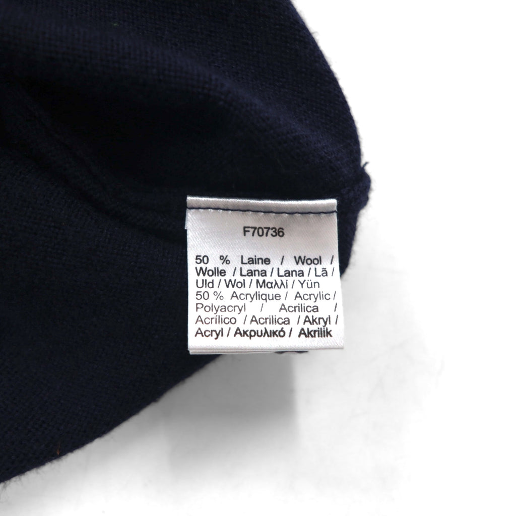LACOSTE V-neck knit sweater, XL, navy wool with embroidery, F70736