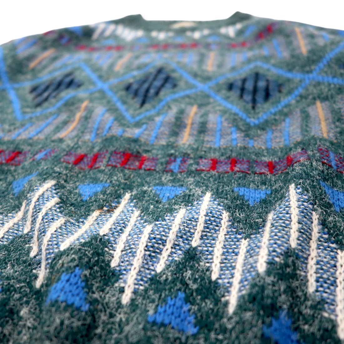SANTANA 90's Allover Pattern Knit Sweater L Gray Acrylic