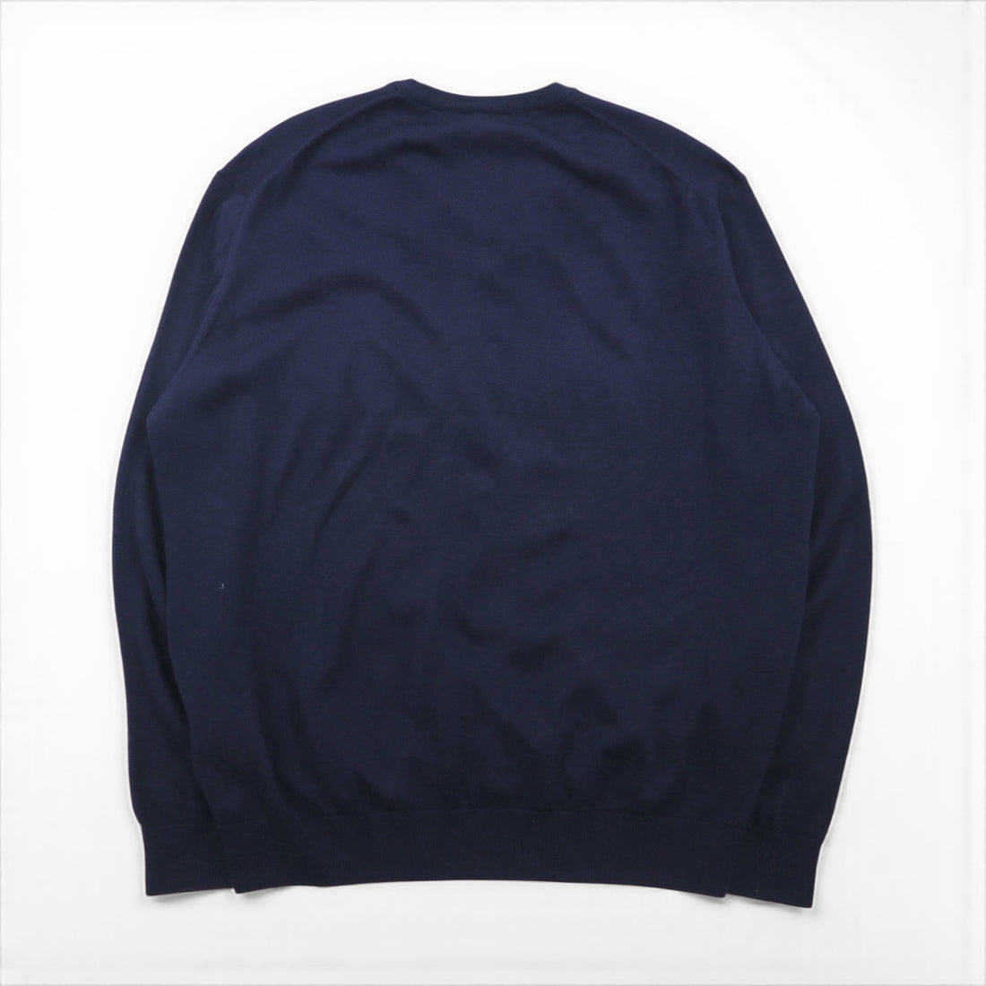 LACOSTE V-neck knit sweater, XL, navy wool with embroidery, F70736