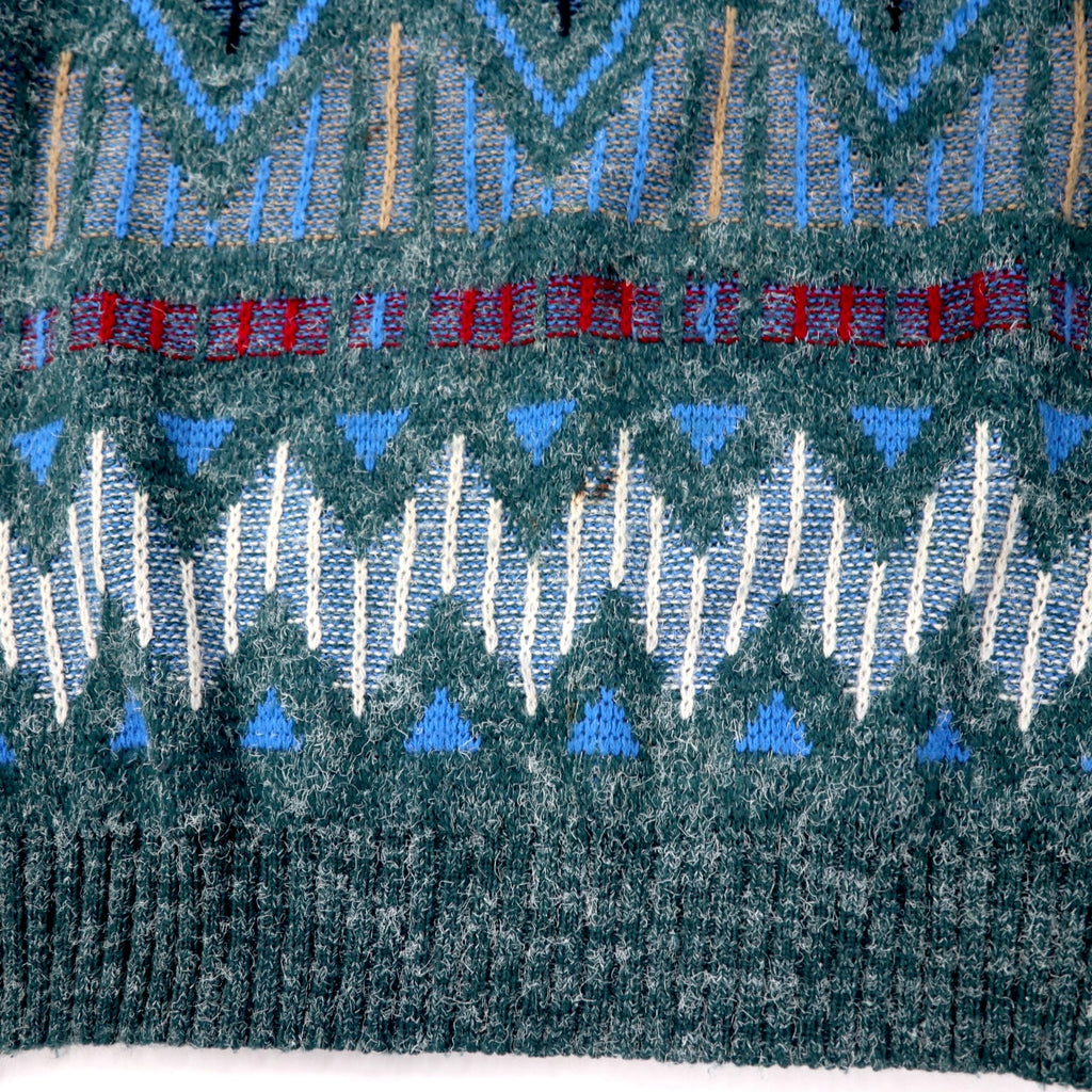 SANTANA 90's Allover Pattern Knit Sweater L Gray Acrylic