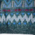 SANTANA 90's Allover Pattern Knit Sweater L Gray Acrylic