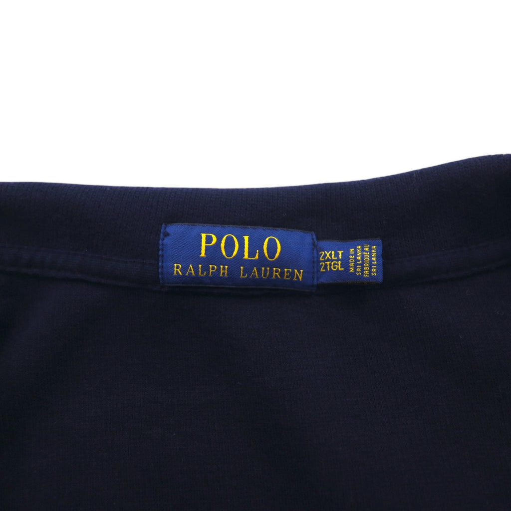 POLO RALPH LAUREN Half-Zip Sweatshirt 2XLT Navy Cotton Small Pony Embroidery