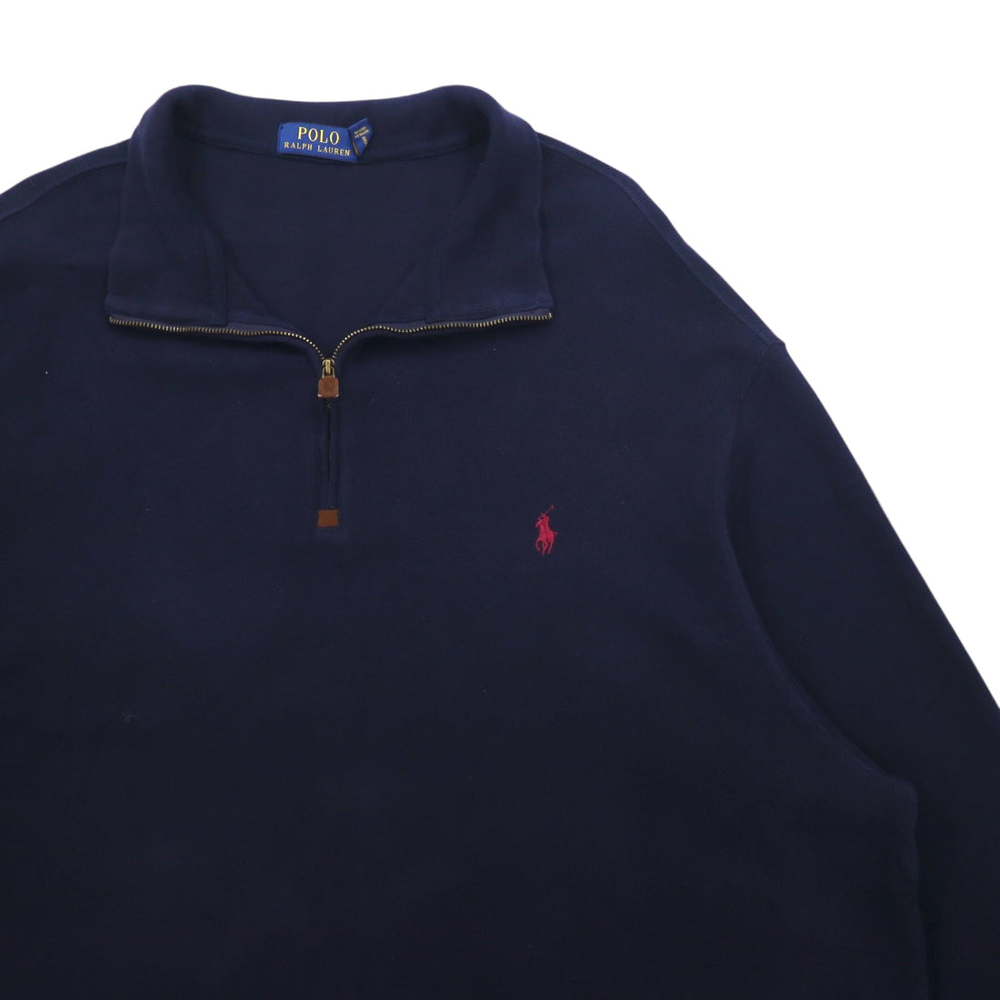 POLO RALPH LAUREN Half-Zip Sweatshirt 2XLT Navy Cotton Small Pony Embroidery