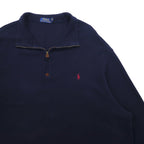 POLO RALPH LAUREN Half-Zip Sweatshirt 2XLT Navy Cotton Small Pony Embroidery