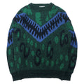 日本然リトテ-古着オンライン-CITY STREETS 90年代 総柄 ニット セーター M グリーン アクリル-CITY STREETS 90s Patterned Knit Sweater M Green Acrylic