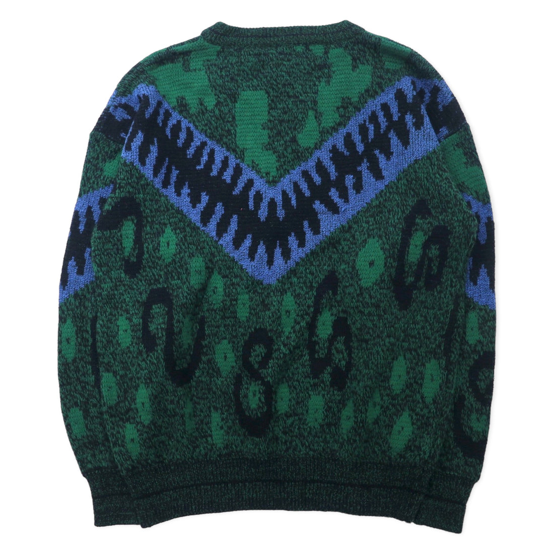 CITY STREETS 90's Allover Pattern Knit Sweater M Green Acrylic