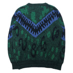 CITY STREETS 90's Allover Pattern Knit Sweater M Green Acrylic