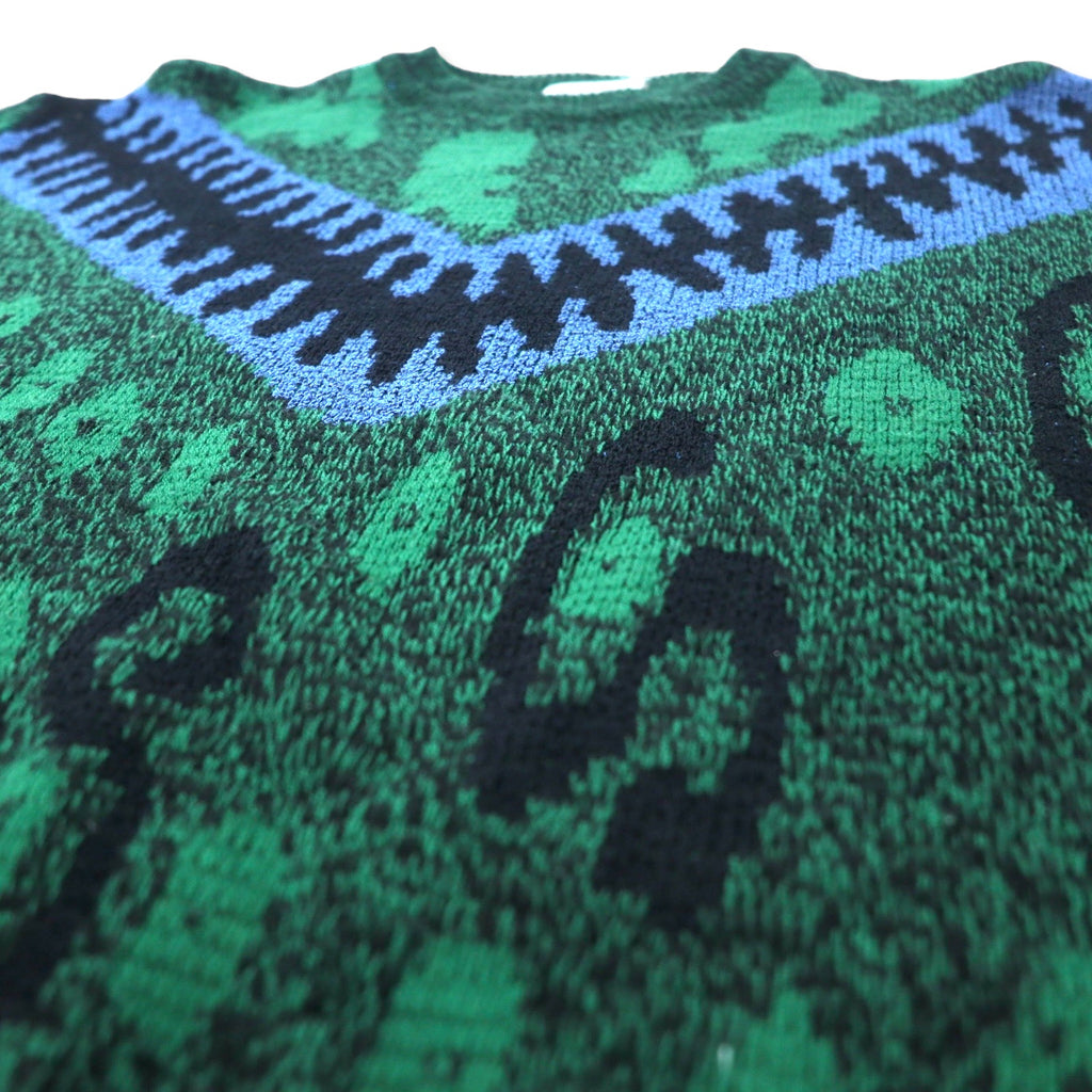 CITY STREETS 90's Allover Pattern Knit Sweater M Green Acrylic
