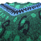 CITY STREETS 90's Allover Pattern Knit Sweater M Green Acrylic