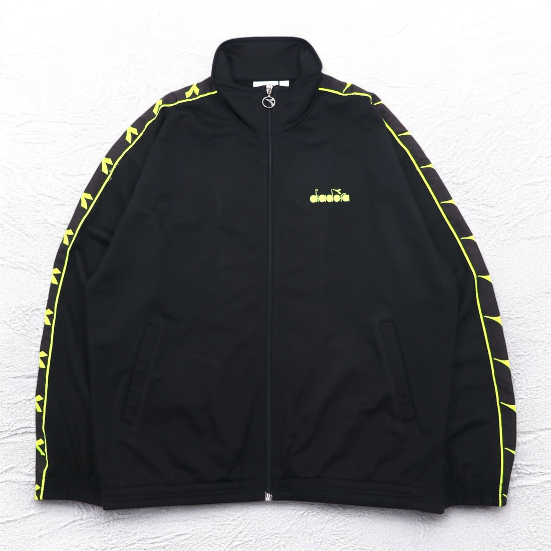 DIADORA 90s Track Jacket Jersey XL Black Logo Tape Sideline