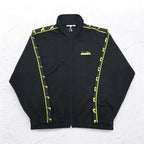 DIADORA 90s Track Jacket Jersey XL Black Logo Tape Sideline