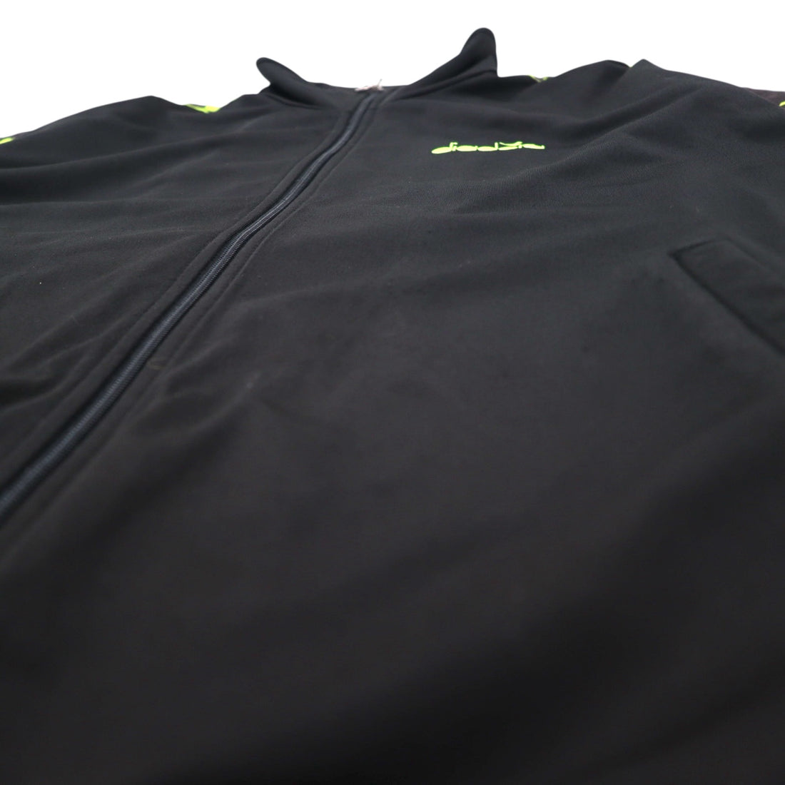 DIADORA 90s Track Jacket Jersey XL Black Logo Tape Sideline