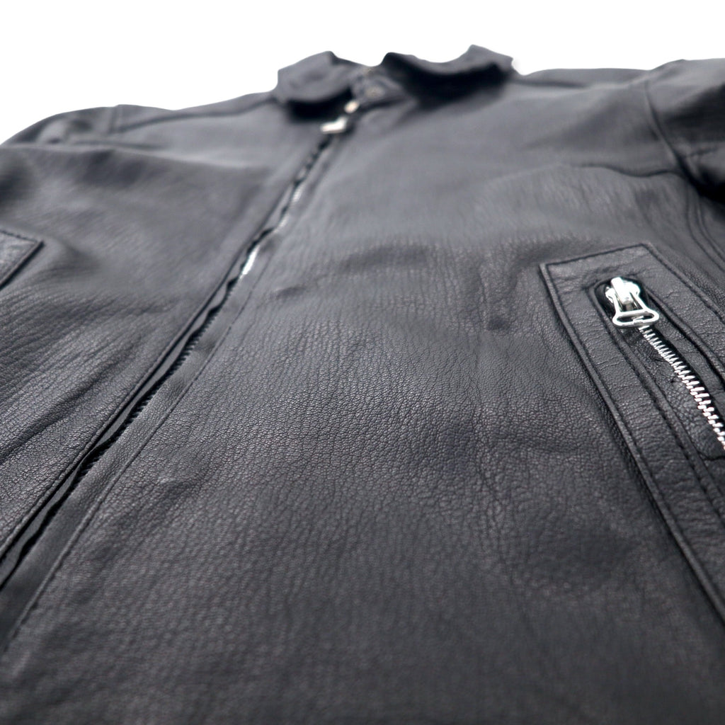 Bark Tannage ( nano universe ) Goat Leather Single Rider Jacket 48 Black Goat Leather Double Zip