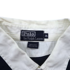 Polo by Ralph Lauren 90年代 ラインデザイン ポロシャツ 3XL ネイビー 鹿の子 エンブレムロゴ刺繍