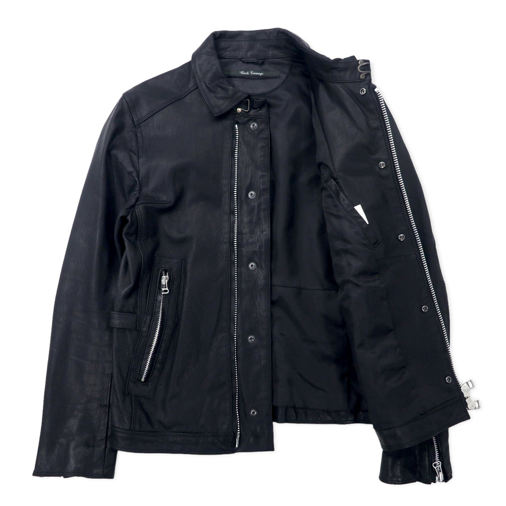 Bark Tannage ( nano universe ) Goat Leather Single Rider Jacket 48 Black Goat Leather Double Zip