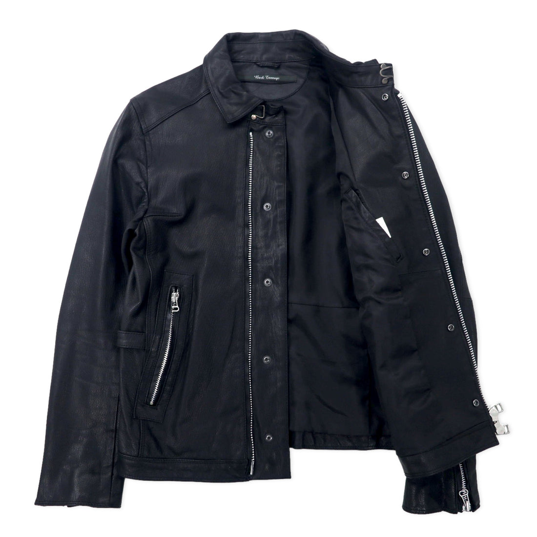 Bark Tannage ( nano universe ) Goat Leather Single Rider Jacket 48 Black Goat Leather Double Zip