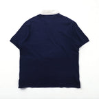 Polo by Ralph Lauren 90年代 ラインデザイン ポロシャツ 3XL ネイビー 鹿の子 エンブレムロゴ刺繍