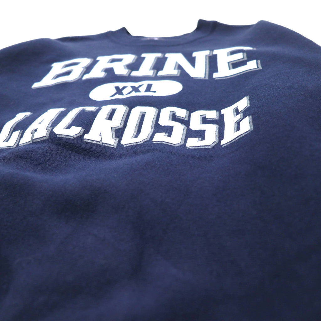 BRINE USA 90's Reverse Weave Sweatshirt XL Navy Cotton Brushed Back LACROSSE Big Size