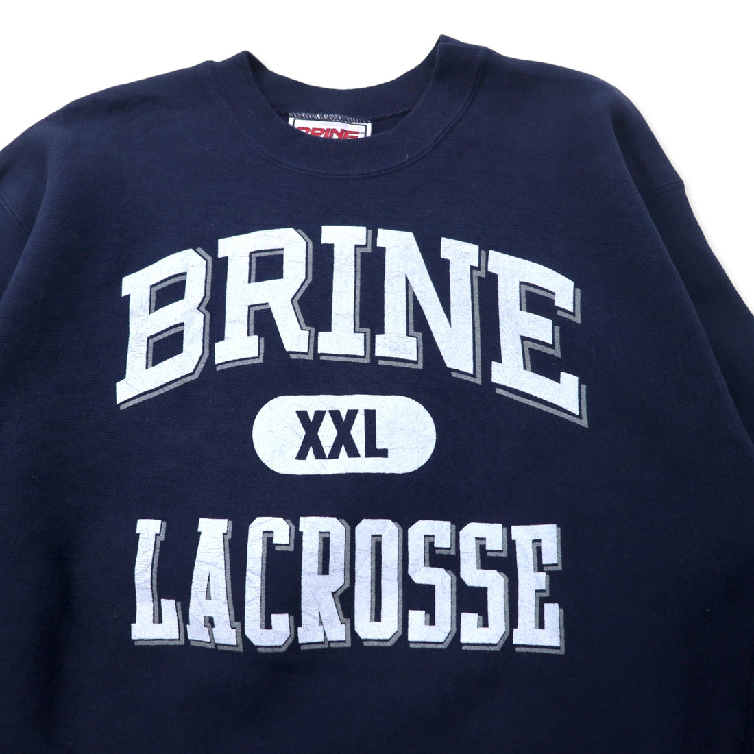 BRINE USA 90's Reverse Weave Sweatshirt XL Navy Cotton Brushed Back LACROSSE Big Size