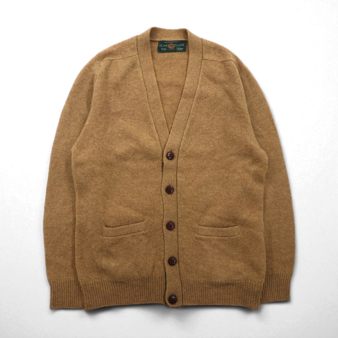 Alan Paine Made in England Knit Cardigan, Size L, Beige, Wool, Sierra, GIJON Exclusive, Pure New Wool