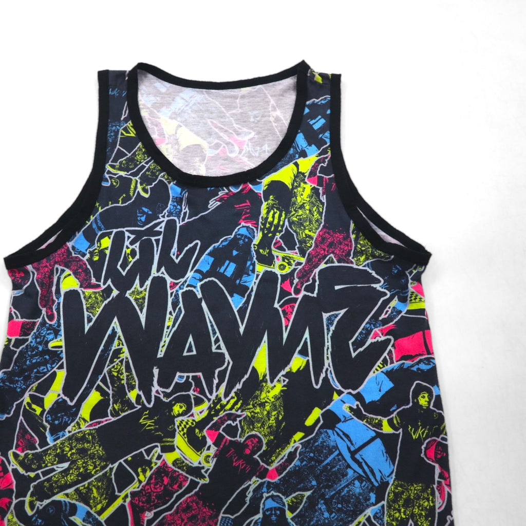 Lil Wayne リルウェイン USA製 ヒップホップ タンクトップ XL ブラック コットン 総柄