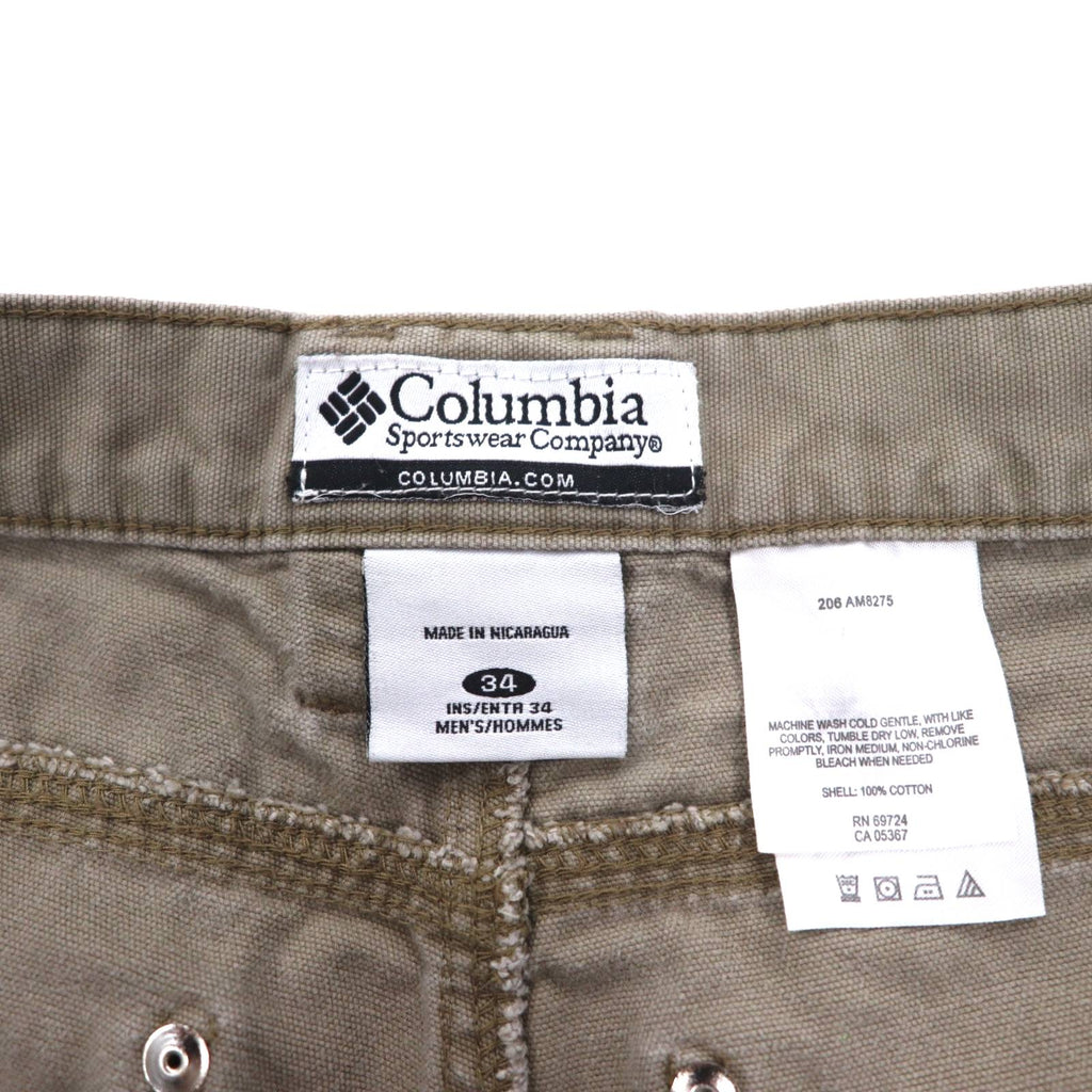 Columbia Canvas Hiking Cargo Pants, Carpenter Pants, L, Beige, AM8275