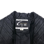 90s GLOBAL IDENTITY G-III LEATHER Chesterfield coat, M, black, leather, paisley lining