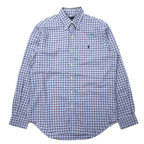 日本然リトテ-古着オンライン-RALPH LAUREN ボタンダウンシャツ M ブルー チェック コットン NON-IRON スモールポニー 刺繍-RALPH LAUREN button-down Shirts M Blue Checked Cotton NON-IRON Small Pony Embroidery