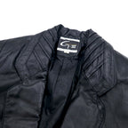 90s GLOBAL IDENTITY G-III LEATHER Chesterfield coat, M, black, leather, paisley lining