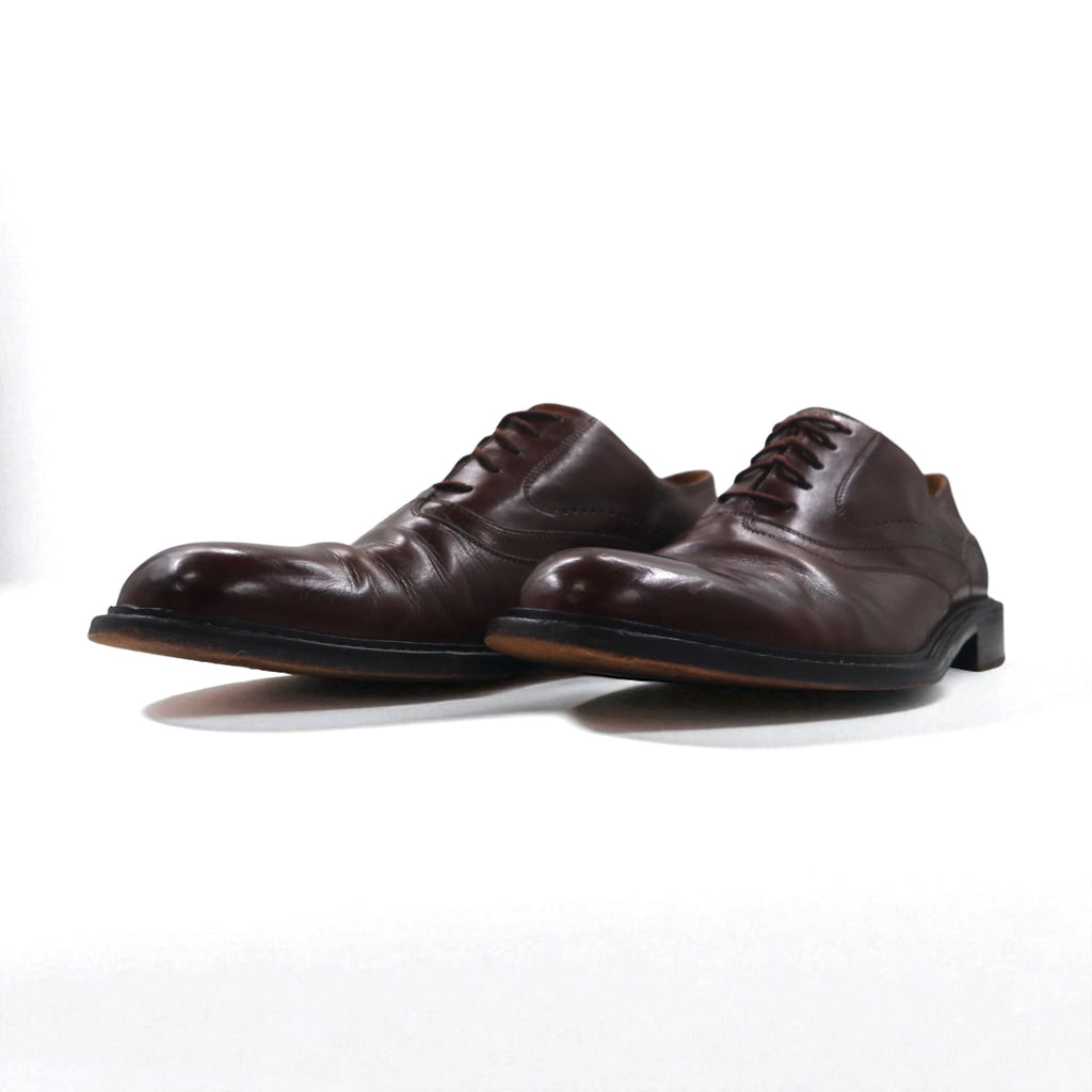 JOHNSTON &amp; MURPHY Italian Handcrafted Plain Toe Dress Shoes, Size 28cm, Brown Leather, 15-1528