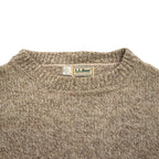 L.L.Bean 90年代 USA製 クルーネック ニット セーター L ベージュ ウール リブ編み